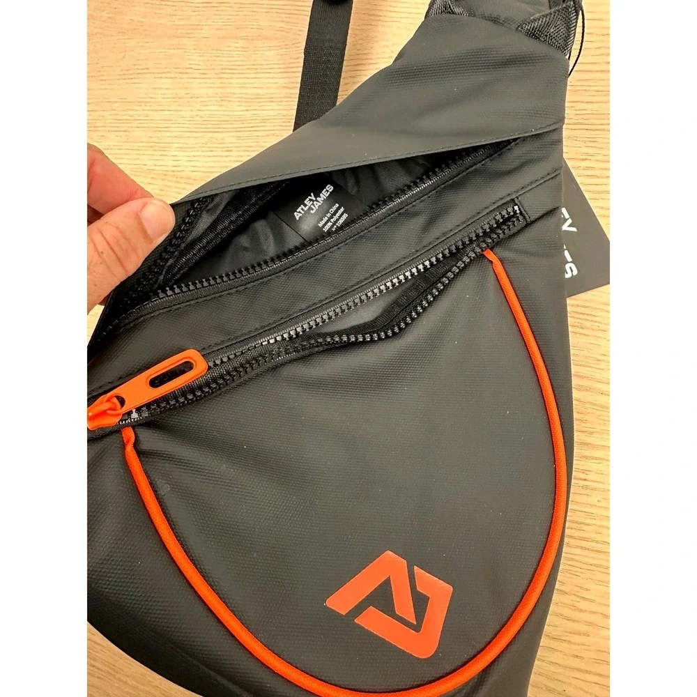 Atley James Sling Bag‎ Navy Orange Trim Crossbody Shoulder Backpack NWT